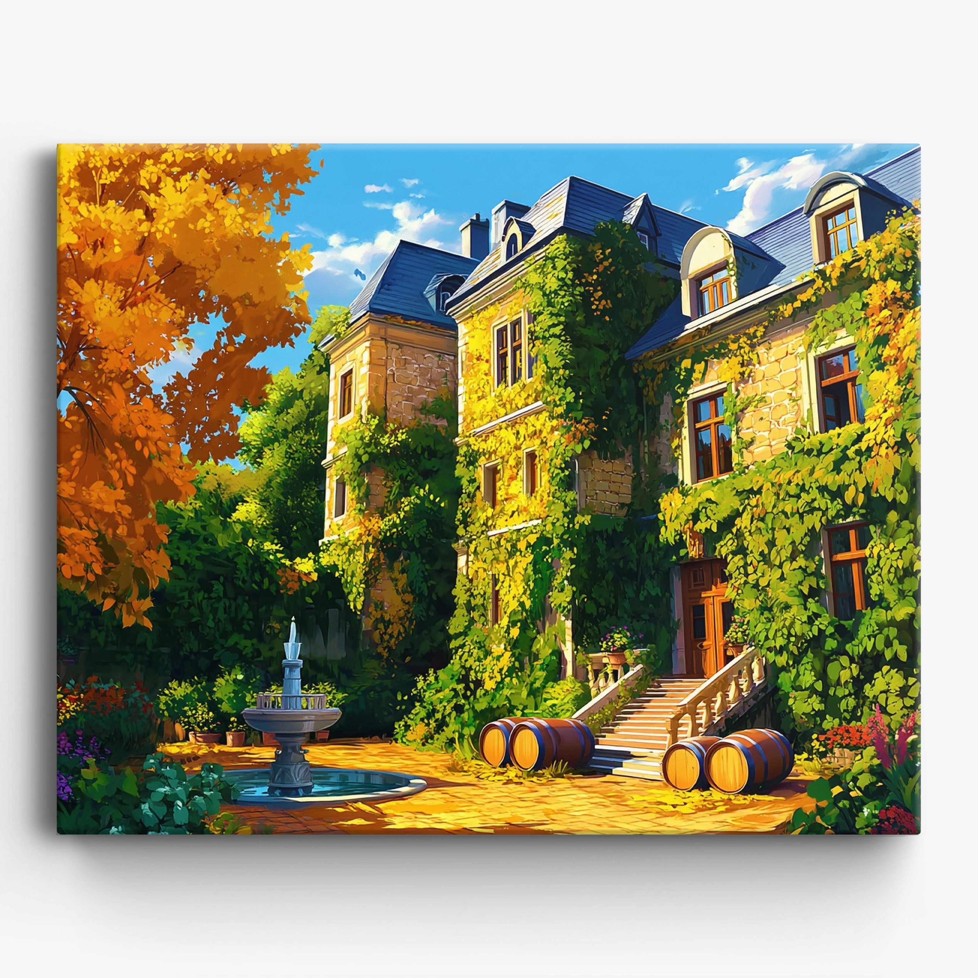 Sunlit Château Scene No Frame / 50x40cm