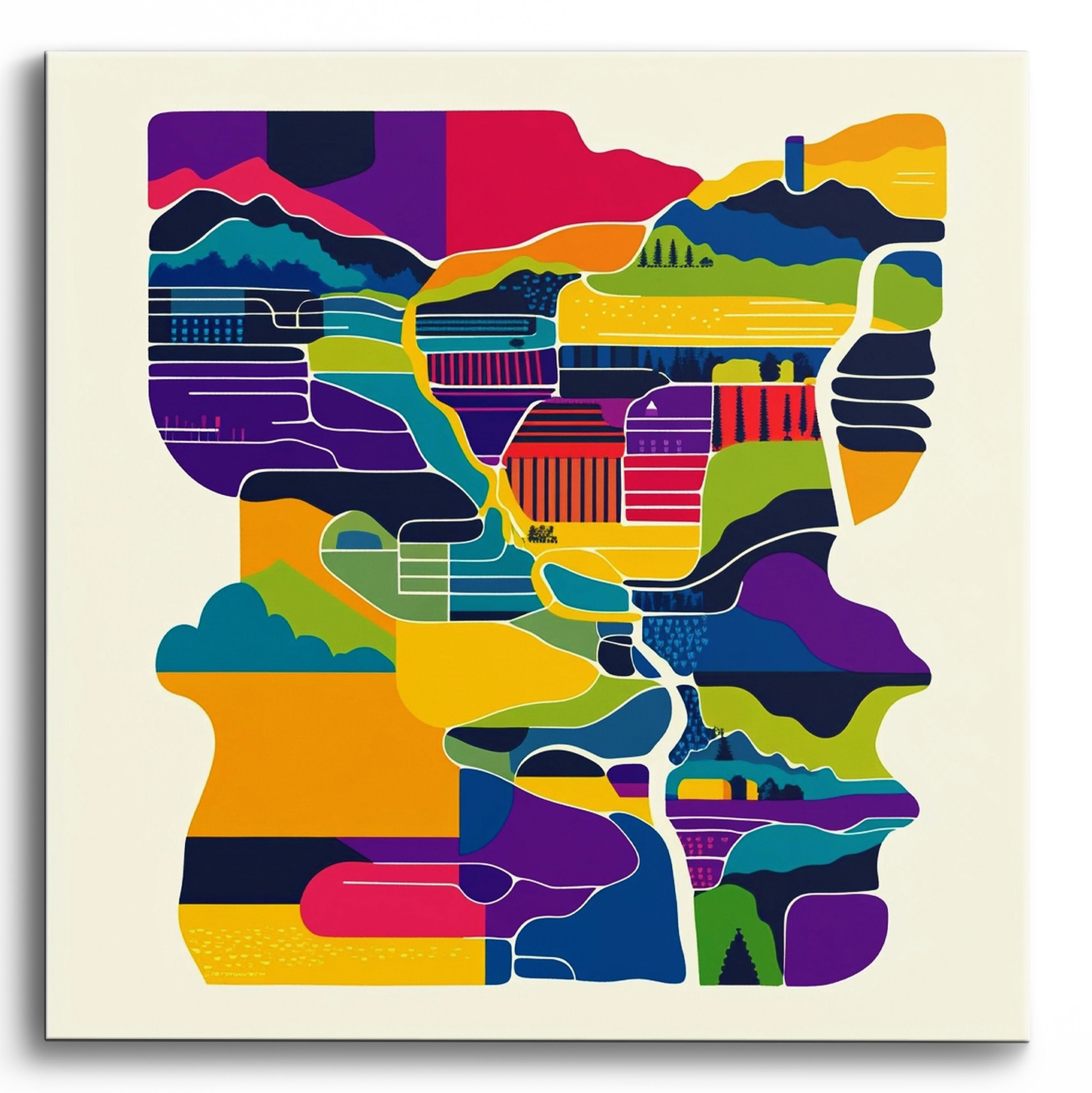 Colorful Wine Grid No Frame / 40x40cm