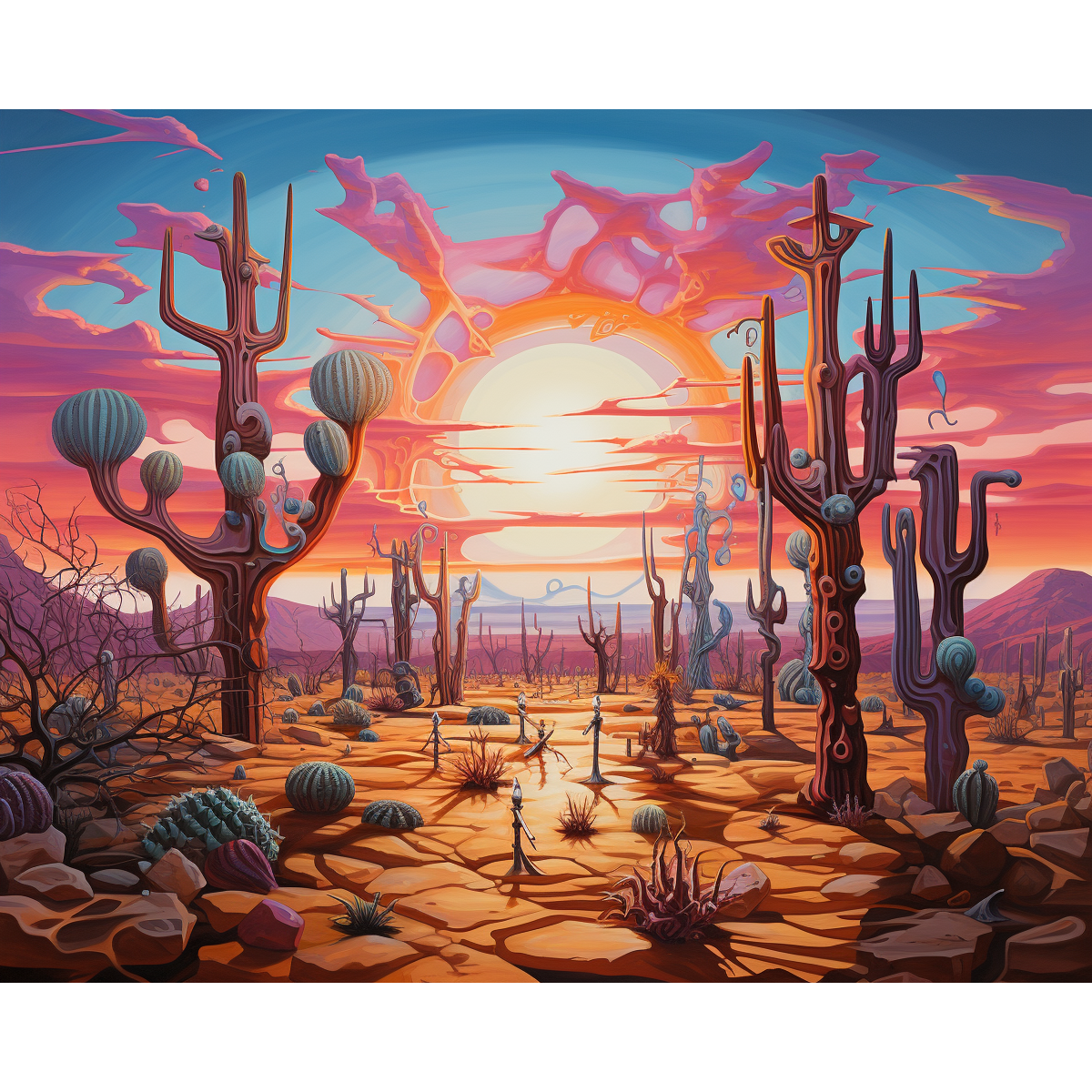 Trippy kaktus päikeseloojang